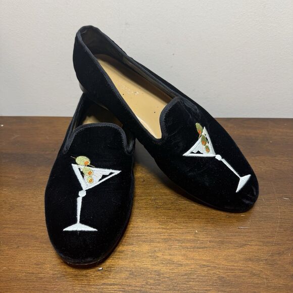 Shoes - A. Marinelli Martini Cocktail Embroidered Velvet Loafer Slip On Shoes 9.5